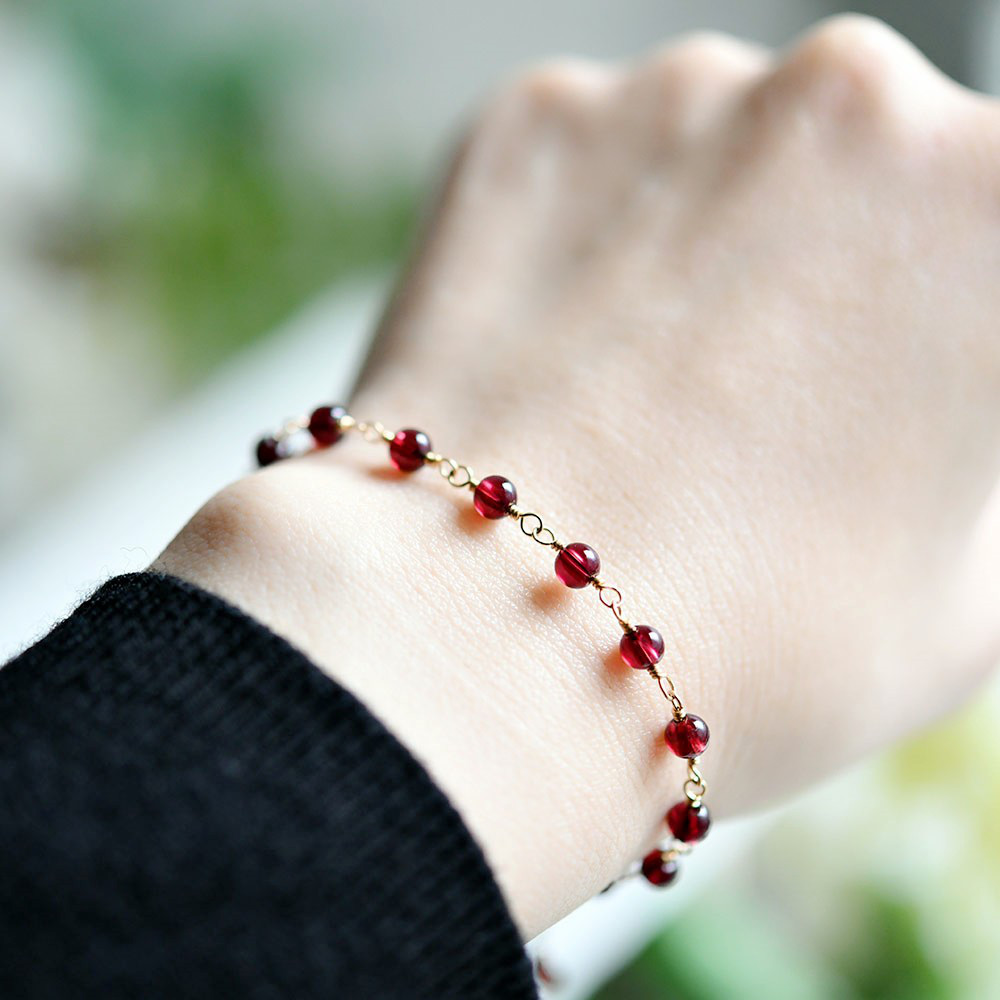 恋の成就 実りの象徴 宝石質 極上ガーネットのブレスレット 1月誕生石