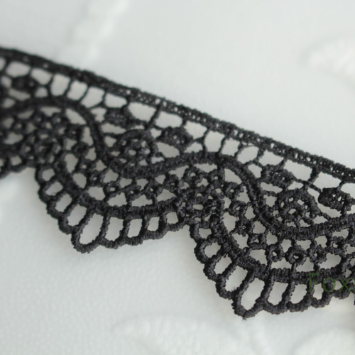 ケミカルレース 1m スカラップ 花 黒 (LSC271BKHL00) レース Foxmama