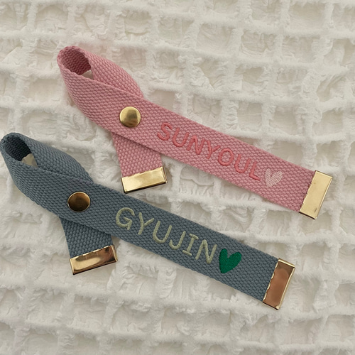 刺繍 名入れ ネームタグ スナップボタン バッグチャーム 名入り