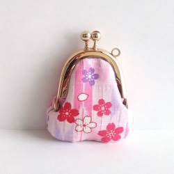 小さいがま口♪豆姫♪小さいがま口財布,小銭入れ,がまぐちポーチ,サコッシュに,桜,満開,cherry blossoms 2枚目の画像