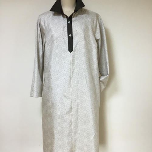 マナ様に✨美しい白大島 3Ｌロングワンピース✨✨着物リメイク マナ様に✨美しい白大島 3Lロングワンピース✨✨着物リメイク