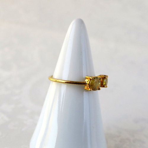 スフェーン リング K18GP 【7月の誕生石】フリーサイズ｜天然石指輪