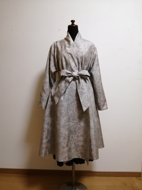 SOLD　着物リメイク　フレアーコート　大島紬 
