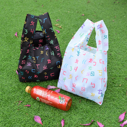 台湾レトロなエコバッグ【ボポモフォ柄】　コンビニサイズ　防水布　レトロ柄　折り畳み簡単　買い物袋　SDGS 5枚目の画像