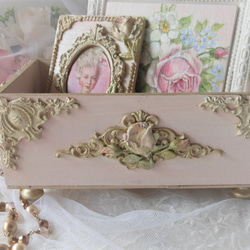 ヴィンテージ調　薔薇のマリーアントワネットの木製ボックス 5枚目の画像