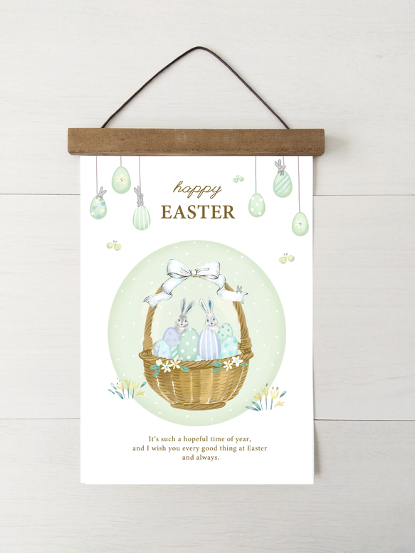 イースター インテリアポスター【Easter basket】/選べる木製バー  (A４サイズ) 6枚目の画像