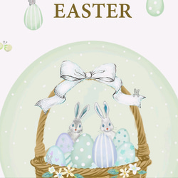 イースター インテリアポスター【Easter basket】/選べる木製バー  (A４サイズ) 3枚目の画像