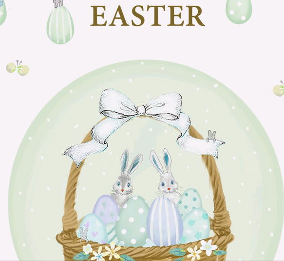 イースター インテリアポスター【Easter basket】/選べる木製バー  (A４サイズ) 3枚目の画像