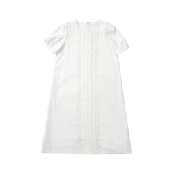 白色 含棉質內襯 經典圓領花邊拼接復古洋裝 初戀小白裙連身裙 第2張的照片