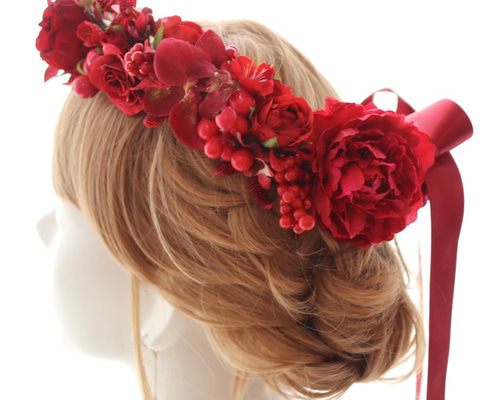 Pinnaーhandmadeーさま 確認用 ヘッドドレス 2点セット 赤 Pinnaーhandmadeーさま 確認用 ヘッドドレス 2点セット 赤 Pinnaーhandmade