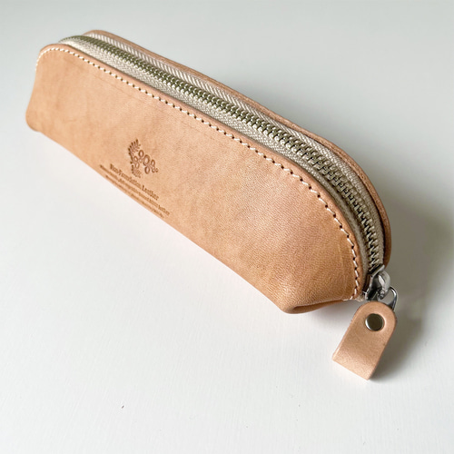 三角形 ペンケース S ファスナー 筆箱 牛革 レザー ヌメ革 本革