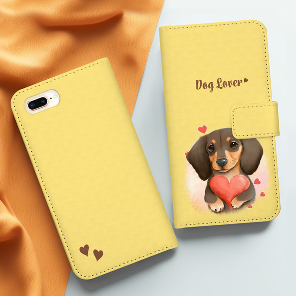 【 キュンです ダックスフンド 】 手帳 スマホケース　犬　うちの子　プレゼント　ペット　Android対応 3枚目の画像