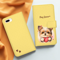 【 キュンです ヨークシャテリア 】 手帳 スマホケース　犬　うちの子　プレゼント　ペット　Android対応 3枚目の画像