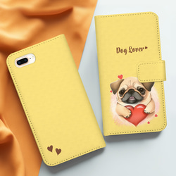 【 キュンです パグ 】 手帳 スマホケース　犬　うちの子　プレゼント　ペット　Android対応 3枚目の画像