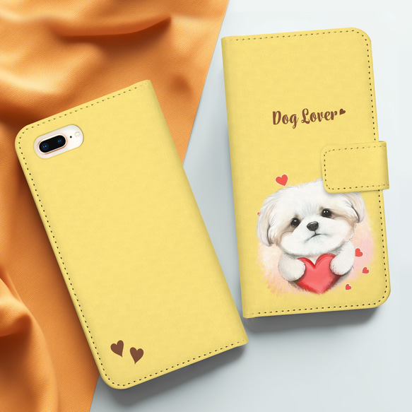 【 キュンです マルチーズ 】 手帳 スマホケース　犬　うちの子　プレゼント　ペット　Android対応 3枚目の画像