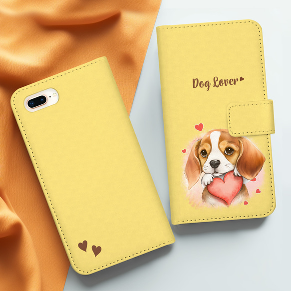 【 キュンです ビーグル 】 手帳 スマホケース　犬　うちの子　プレゼント　ペット　Android対応 3枚目の画像