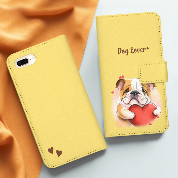 【 キュンです ブルドッグ 】 手帳 スマホケース　犬　うちの子　プレゼント　ペット　Android対応 3枚目の画像