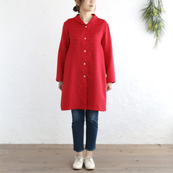 春夏秋季實用單品 亞麻披肩領外套外套 長89cm（紅）CO08 第7張的照片