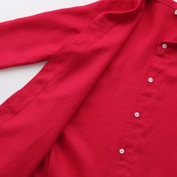 春夏秋季實用單品 亞麻披肩領外套外套 長89cm（紅）CO08 第15張的照片