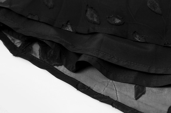 ブラックローズジャガードロングスカート フレンチエレガント 高弾性ウエストゴムスカート 4枚目の画像