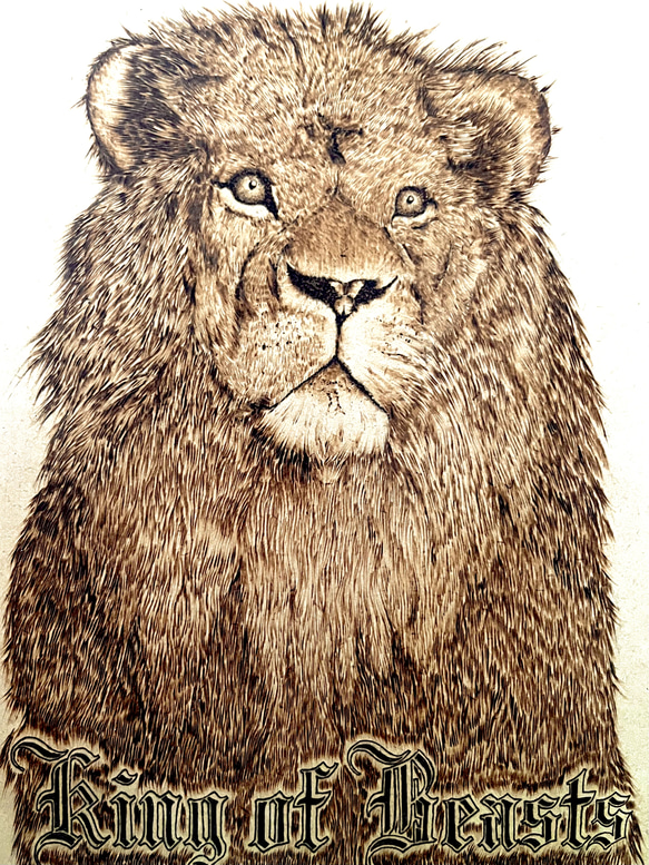 ライオンイラスト額縁タイプ(ウッドバーニング ) その他インテリア雑貨