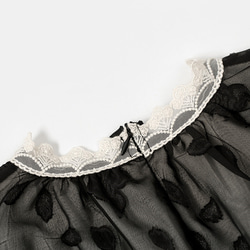 黑色 含內襯 法式復古暗紋玫瑰網紗花邊領襯衣 氣質襯衫上衣 第5張的照片