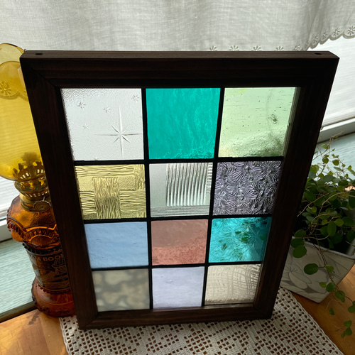 ステンドグラス パネル 「大正浪漫」朴の木 ステンドグラス パネル 「大正浪漫」朴の木 ステンドグラス パネル