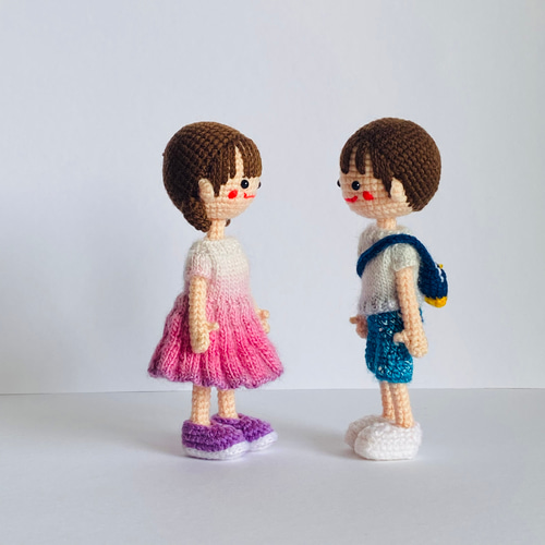 自立するあみぐるみ♪双子のハルくんとハナちゃん*春コーデ あみぐるみ