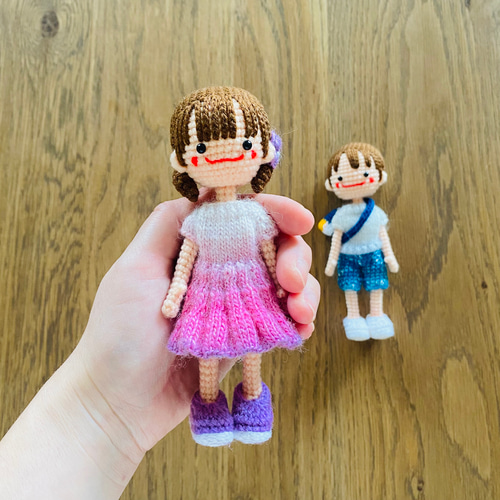 自立するあみぐるみ♪双子のハルくんとハナちゃん*春コーデ あみぐるみ