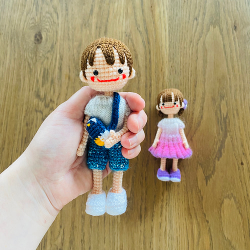 自立するあみぐるみ♪双子のハルくんとハナちゃん*春コーデ あみぐるみ