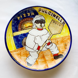 絵皿20cm CRC017 プルチネッラ　ナポリ ピッツァ  マヨリカ焼き イタリア陶器　 3枚目の画像