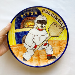 絵皿20cm CRC017 プルチネッラ　ナポリ ピッツァ  マヨリカ焼き イタリア陶器　 2枚目の画像