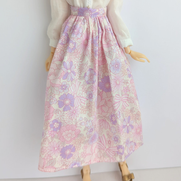 856※ピンクの花柄ロングスカート※momokoDOLLアウトフィット※1/6ドール服 7枚目の画像