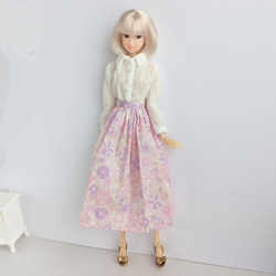 856※ピンクの花柄ロングスカート※momokoDOLLアウトフィット※1/6ドール服 3枚目の画像