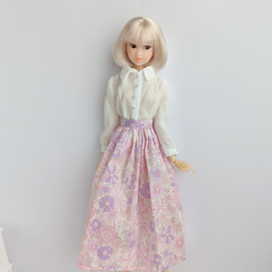 856※ピンクの花柄ロングスカート※momokoDOLLアウトフィット※1/6ドール服 4枚目の画像