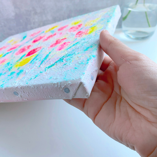 原画】抽象画 チューリップ の群衆 約273×220mm（F3サイズ）冬の誕生花