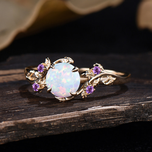 10月の誕生石 オパールリング アメジスト アレキサンドライト