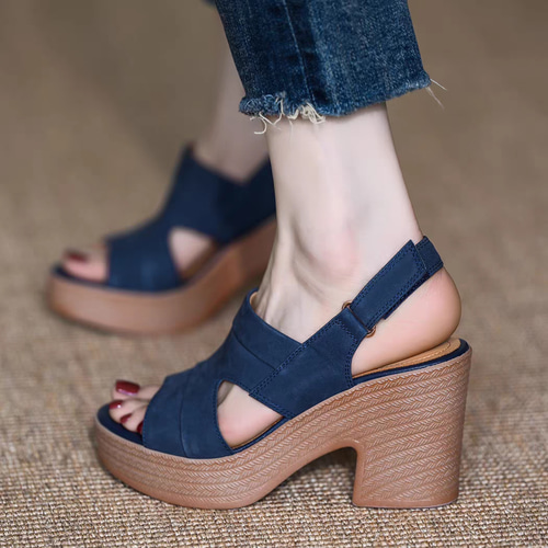 ウェッジヒール サンダル レディース靴 厚底シューズ 幅広靴 幅広甲高