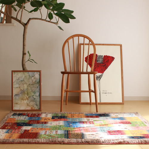 美品 ギャッベ アクセントラグ 144×97cm　ナチュラル ギャッベ（ギャベ）専門店 インプレッションオブギャッベ