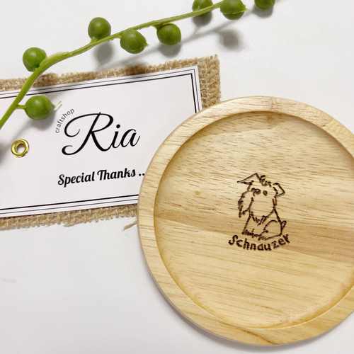 かわいいワンちゃんのコースター、ウッドバーニング、木製コースター  