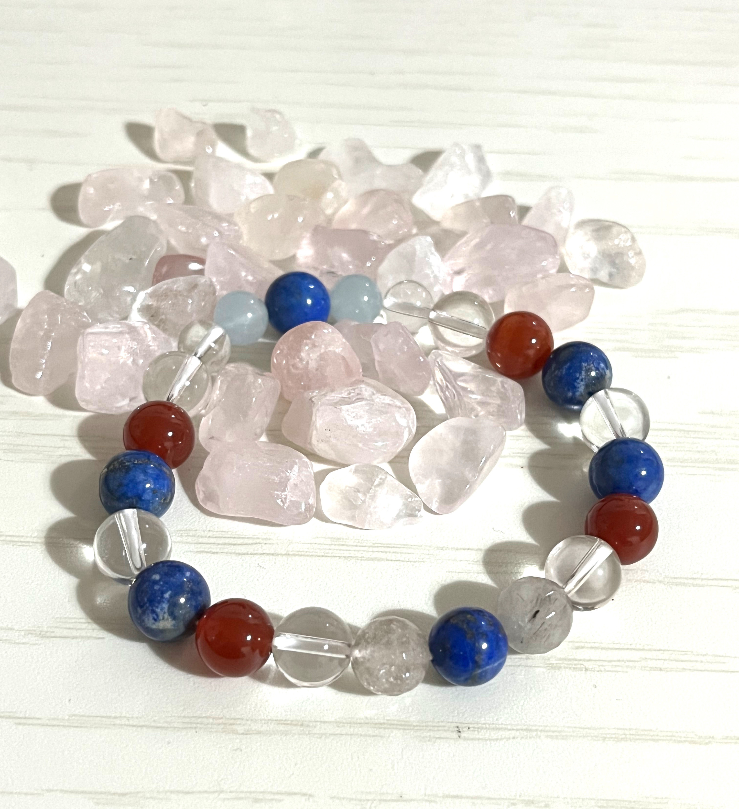 目標に向かってチャレンジ 幸運を引き寄せる[ラピスラズリ カーネリアン アクアマリン ルチルクォーツ]