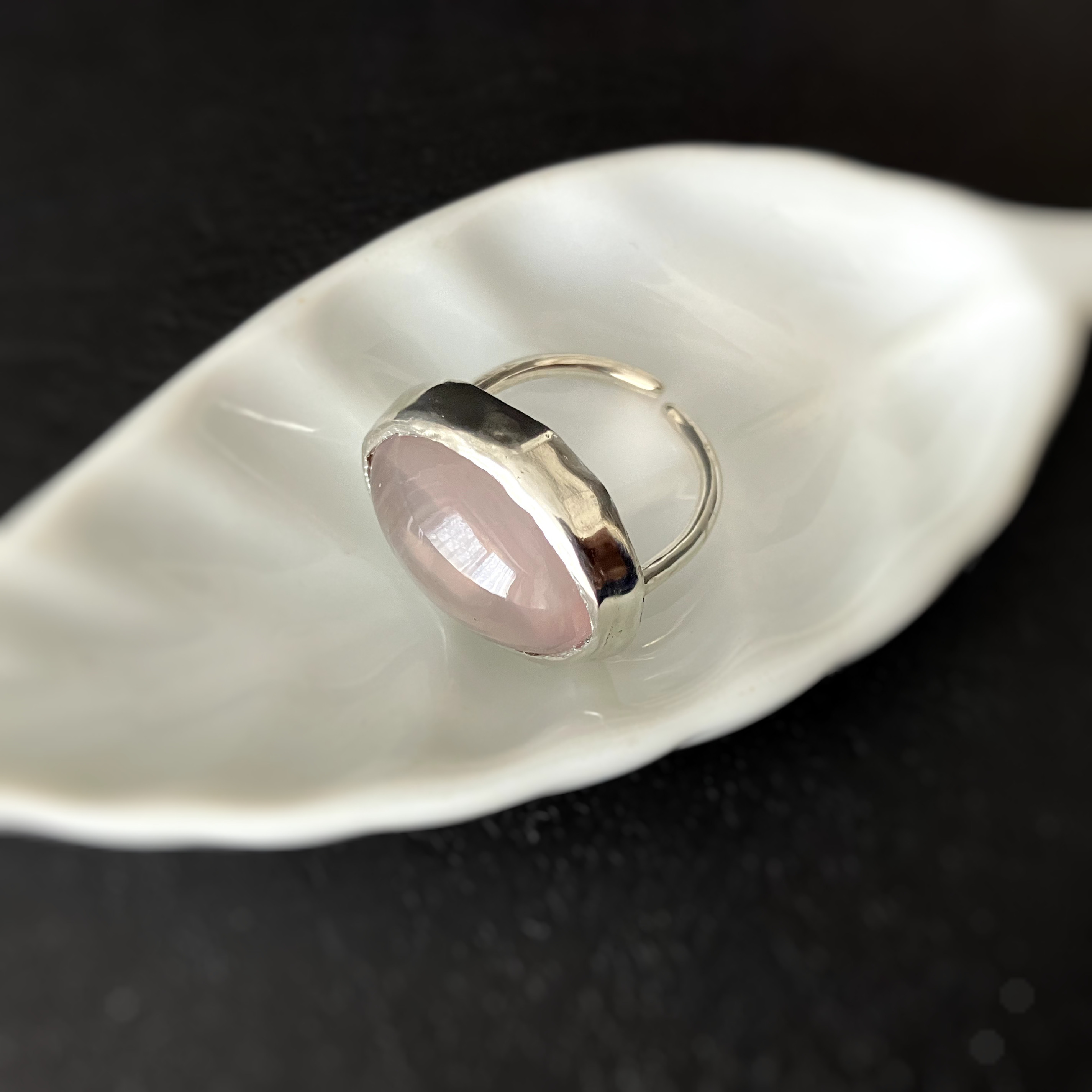 [春色桜ローズクォーツ] ring  15*20 silver950