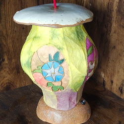 和紙と陶器の灯り/百合朝顔の和風ランタン 9枚目の画像