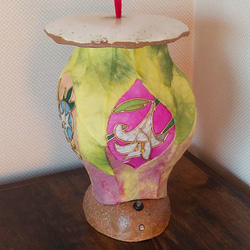 和紙と陶器の灯り/百合朝顔の和風ランタン 1枚目の画像