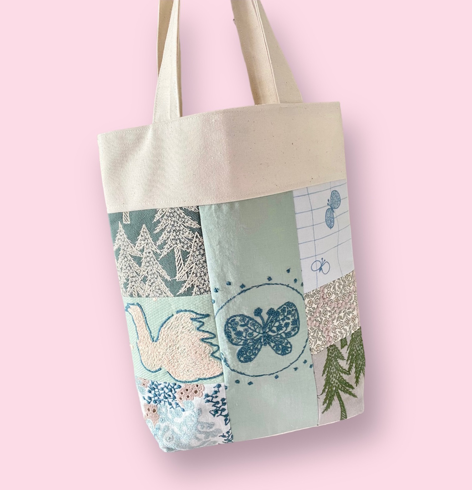 ミナペルホネン　パッチワーク　マチ有　手提げバッグ