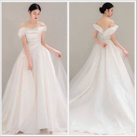 オフショルダー スリット入り ウエディングドレス ドレス ウララ