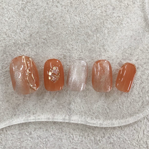 ネイルチップ テラコッタ ニュアンス ちゅるん うるうる ネイルチップオーダー ちゅるんテラコッタブラウン/ネイルチップ/春ネイル/ニュアンスネイル