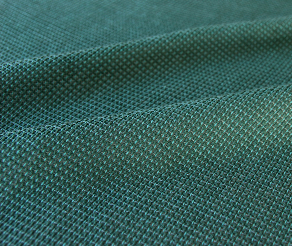 リネン＆コットン 手織りストール オールシーズン チクチクしない  深緑 x エメラルドグリーン 3枚目の画像