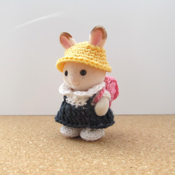 ＊ハンドメイド＊シルバニア＊赤ちゃん＊もうすぐ一年生＊制服スカート＊うわばき＊ぼうし＊選べるランドセル＊入学＊レース編み 2枚目の画像