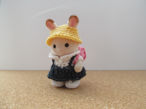 ＊ハンドメイド＊シルバニア＊赤ちゃん＊もうすぐ一年生＊制服スカート＊うわばき＊ぼうし＊選べるランドセル＊入学＊レース編み 6枚目の画像